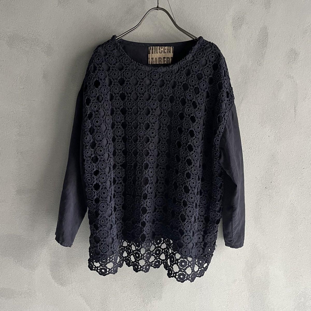 VINCENT JALBERT Lace Pulloverʥ󥻥 ١ 졼 ץ륪СNavy