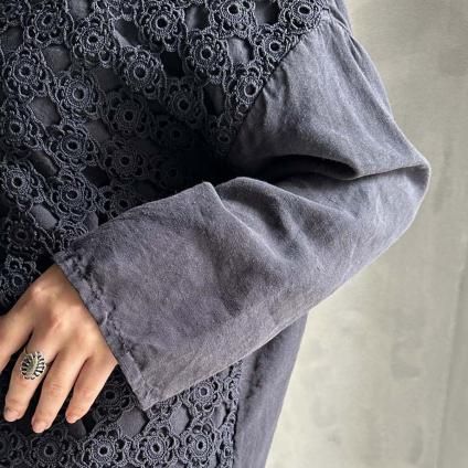 VINCENT JALBERT Lace Pulloverʥ󥻥 ١ 졼 ץ륪СNavy