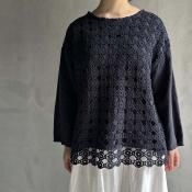 VINCENT JALBERT Lace Pulloverʥ󥻥 ١ 졼 ץ륪СNavy