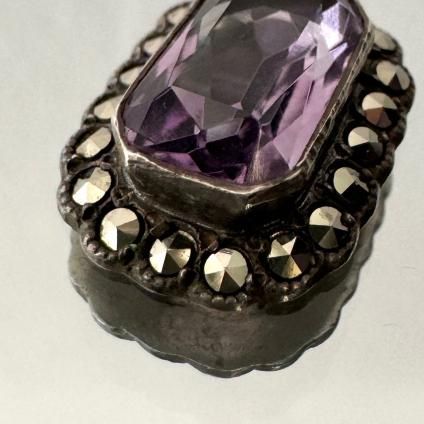 1930-40ǯ С ᥷ ޡ  ڥȥȥåסSilver Amethyst Marcasite Pendant Top