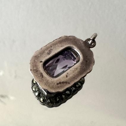 1930-40ǯ С ᥷ ޡ  ڥȥȥåסSilver Amethyst Marcasite Pendant Top