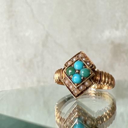 1930ǯ 15 ԥ󥯥  ѡ ䷿󥰡15KPG Turquoise Pearl Ring
