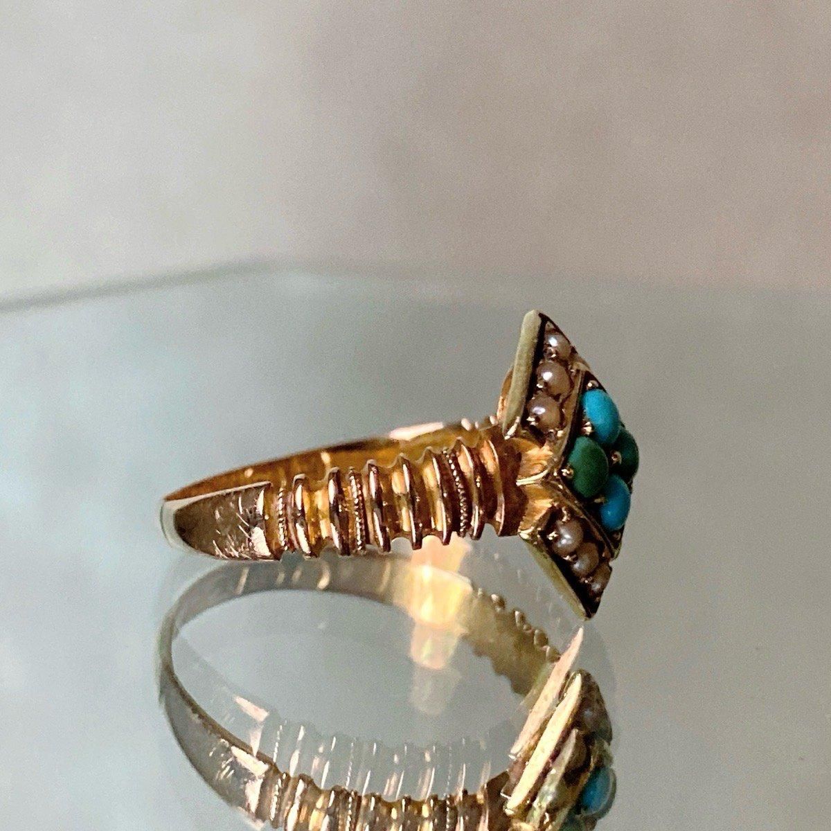 1930ǯ 15 ԥ󥯥  ѡ ䷿󥰡15KPG Turquoise Pearl Ring