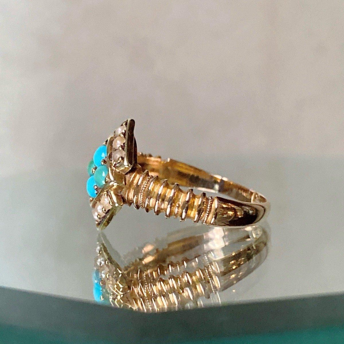 1930ǯ 15 ԥ󥯥  ѡ ䷿󥰡15KPG Turquoise Pearl Ring