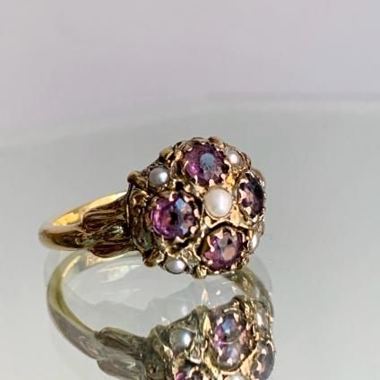 ȥꥢ 15 ᥷ ѡ 󥰡15KYG Amethyst Pearl Ring