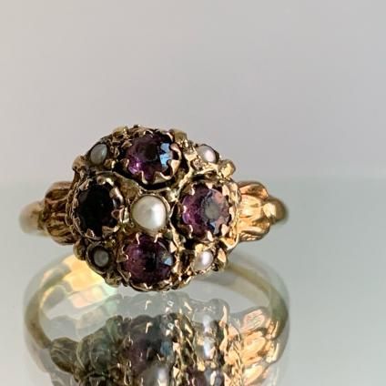 ȥꥢ 15 ᥷ ѡ 󥰡15KYG Amethyst Pearl Ring