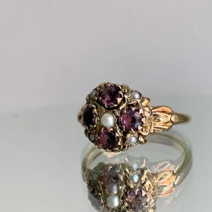 ȥꥢ 15 ᥷ ѡ 󥰡15KYG Amethyst Pearl Ring