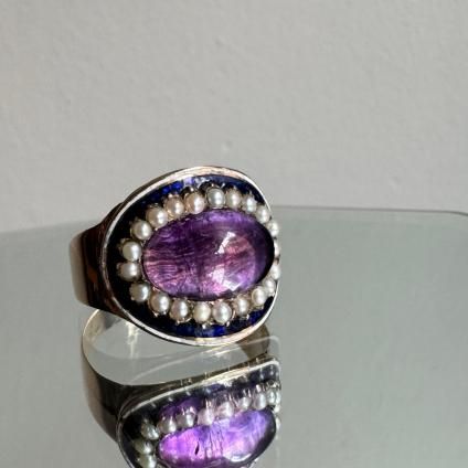 ȥꥢ 9 ᥷ ѡ ʥ ܥ󥰡9KYG Amethyst Pearl Enamel Ring