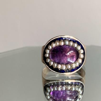 ȥꥢ 9 ᥷ ѡ ʥ ܥ󥰡9KYG Amethyst Pearl Enamel Ring
