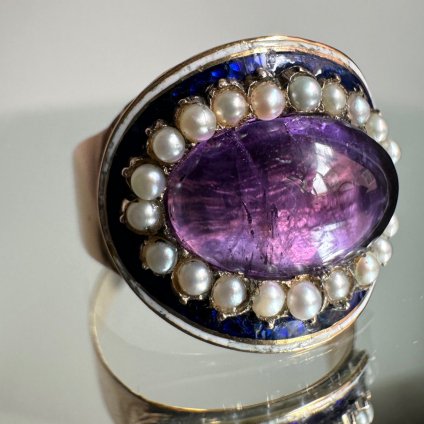 ȥꥢ 9 ᥷ ѡ ʥ ܥ󥰡9KYG Amethyst Pearl Enamel Ring