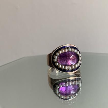 ȥꥢ 9 ᥷ ѡ ʥ ܥ󥰡9KYG Amethyst Pearl Enamel Ring