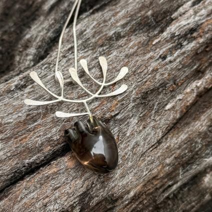  ǥʡ С ⡼ ϡȥͥå쥹India Designer's Silver Smoky Quartz Necklace