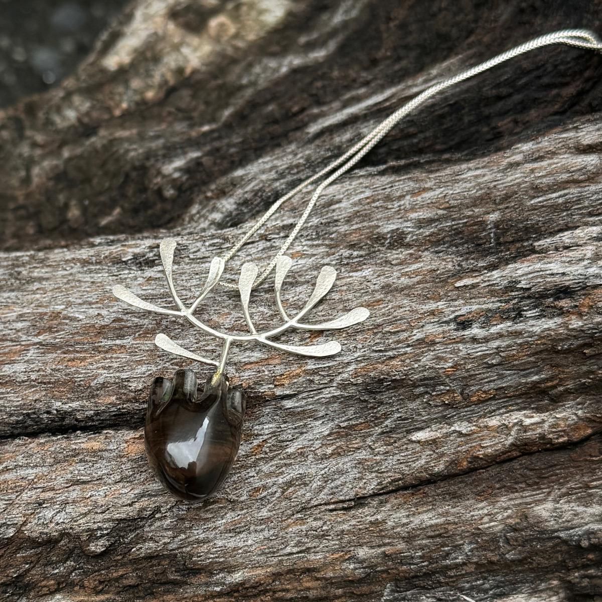  ǥʡ С ⡼ ϡȥͥå쥹India Designer's Silver Smoky Quartz Necklace