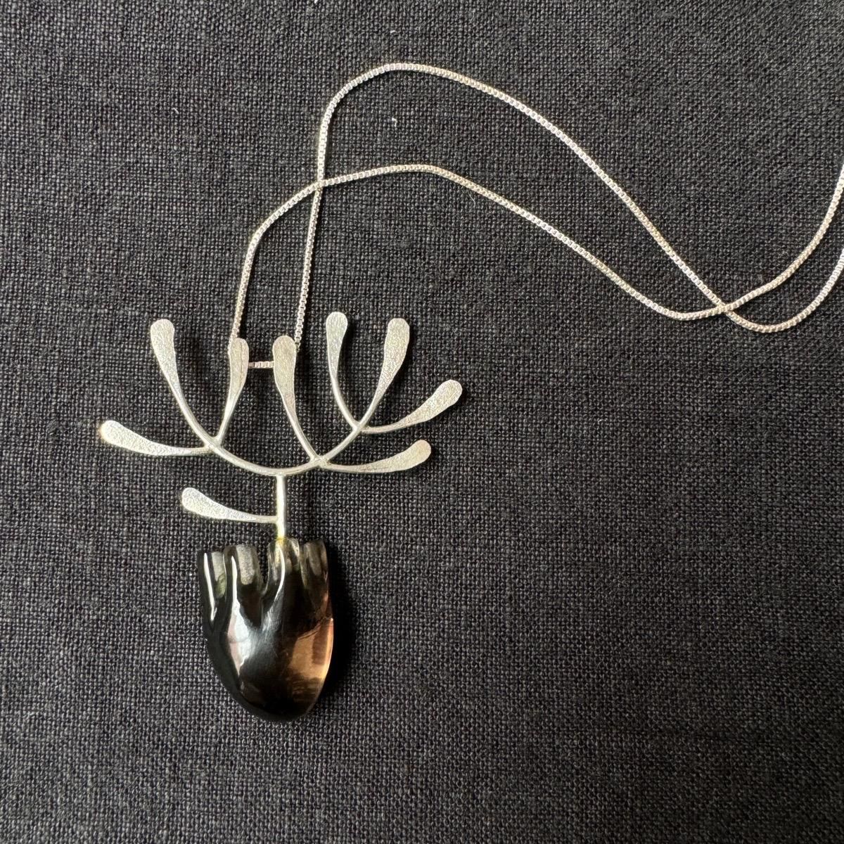  ǥʡ С ⡼ ϡȥͥå쥹India Designer's Silver Smoky Quartz Necklace