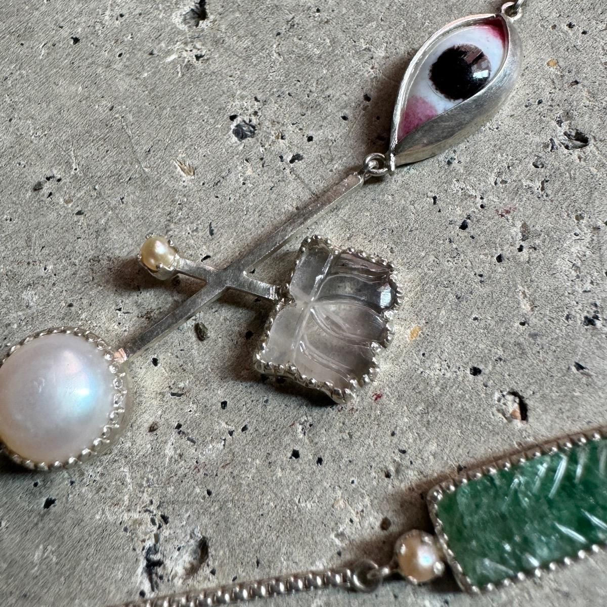  ǥʡ С ŷ ԥ磻 ꥨåȥͥå쥹India Designer's Silver Gemstone Lariat