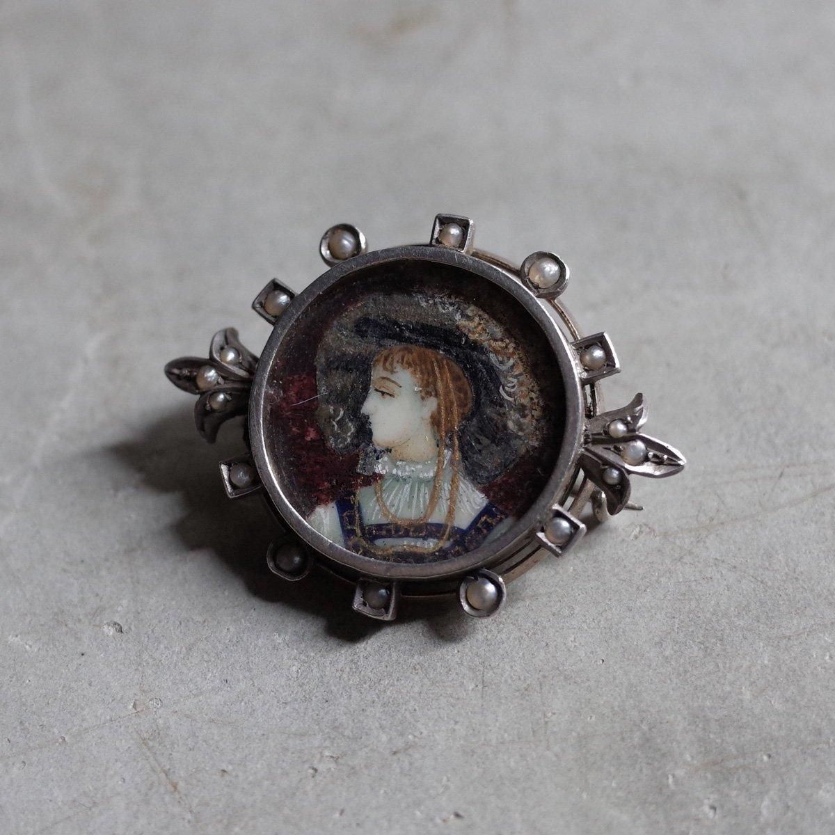 ߥ˥塼 С᥿ ѡ å ֥19th Miniature Silver Metal Pearl Locket Brooch 