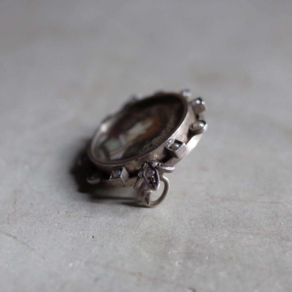 ߥ˥塼 С᥿ ѡ å ֥19th Miniature Silver Metal Pearl Locket Brooch 