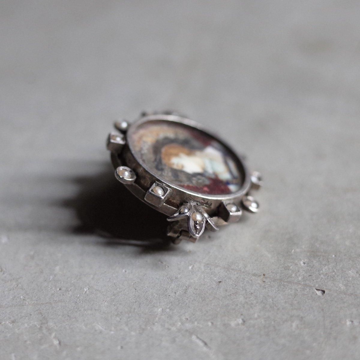 ߥ˥塼 С᥿ ѡ å ֥19th Miniature Silver Metal Pearl Locket Brooch 