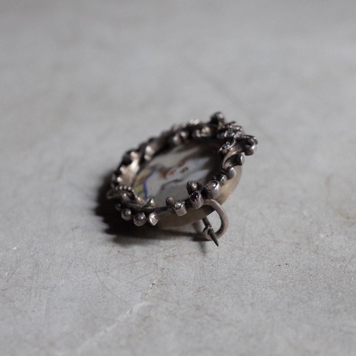 ߥ˥塼 С ѡ ֥饹 ֥Early 19th Miniature Silver Pearl Red Glass Brooch