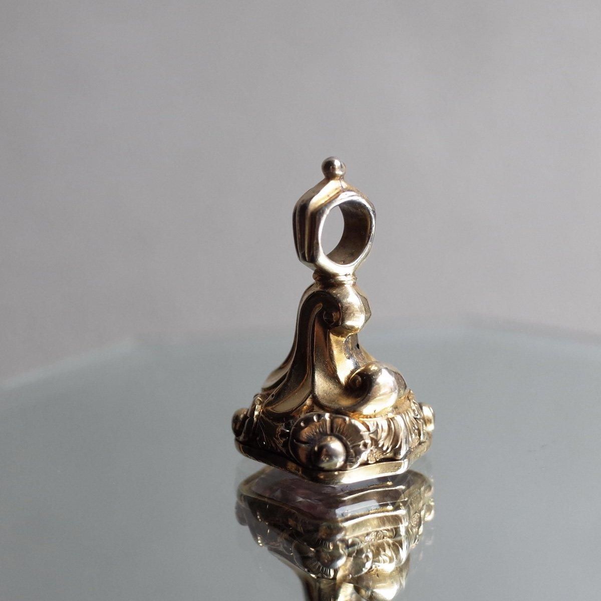 ե ԥ󥯥饹 ե֥Victorian - Art Deco Foil Pink Glass Fob Seal
