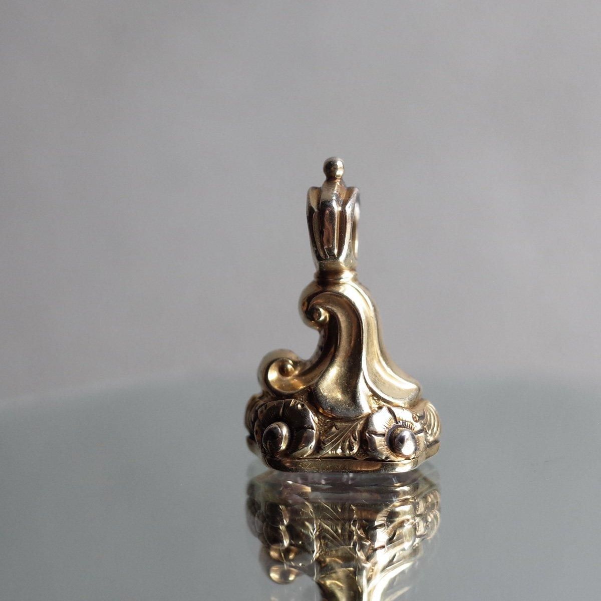 ե ԥ󥯥饹 ե֥Victorian - Art Deco Foil Pink Glass Fob Seal