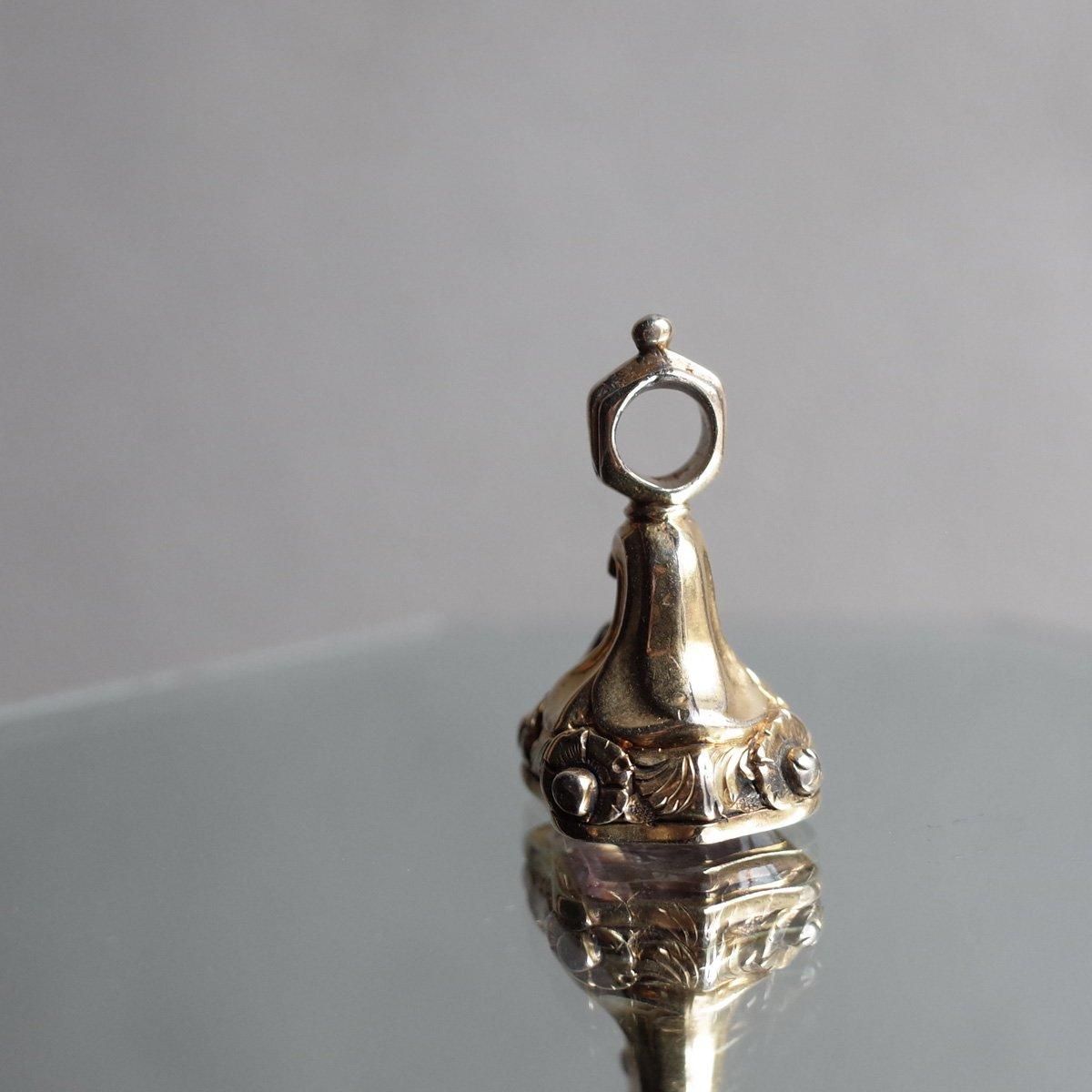 ե ԥ󥯥饹 ե֥Victorian - Art Deco Foil Pink Glass Fob Seal