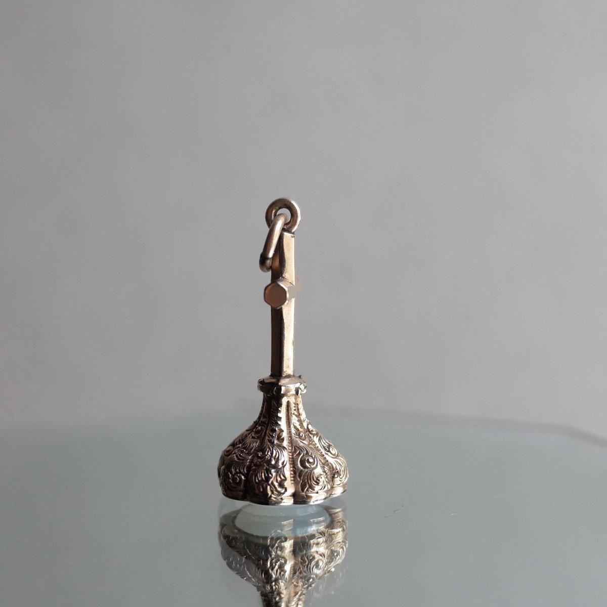 륻ɥˡ  ե֥Victorian - Art Deco Chalcedony Cross Fob Seal