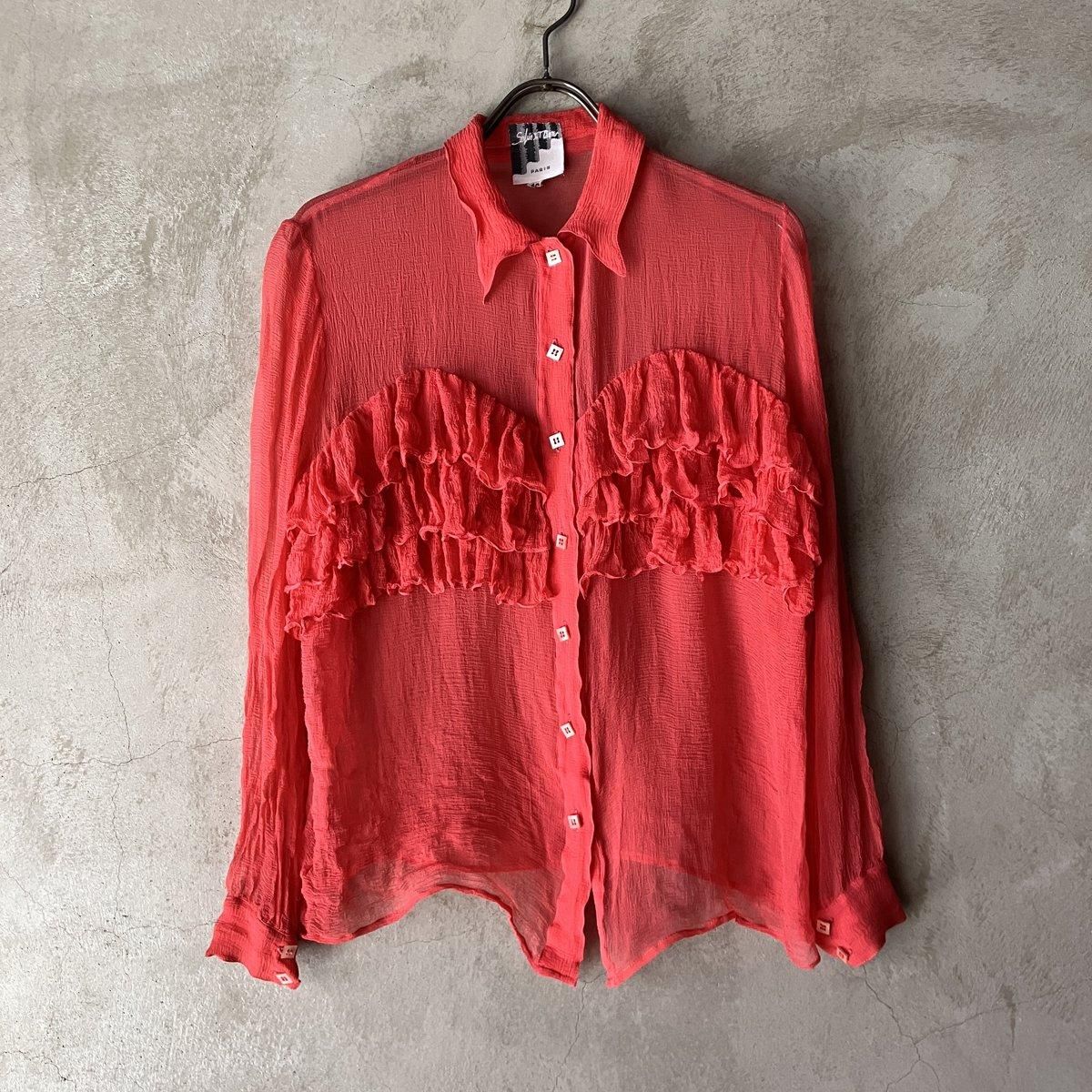 ե ơ 륯ե ե֥饦French Vintage Chiffon Frill Blouse