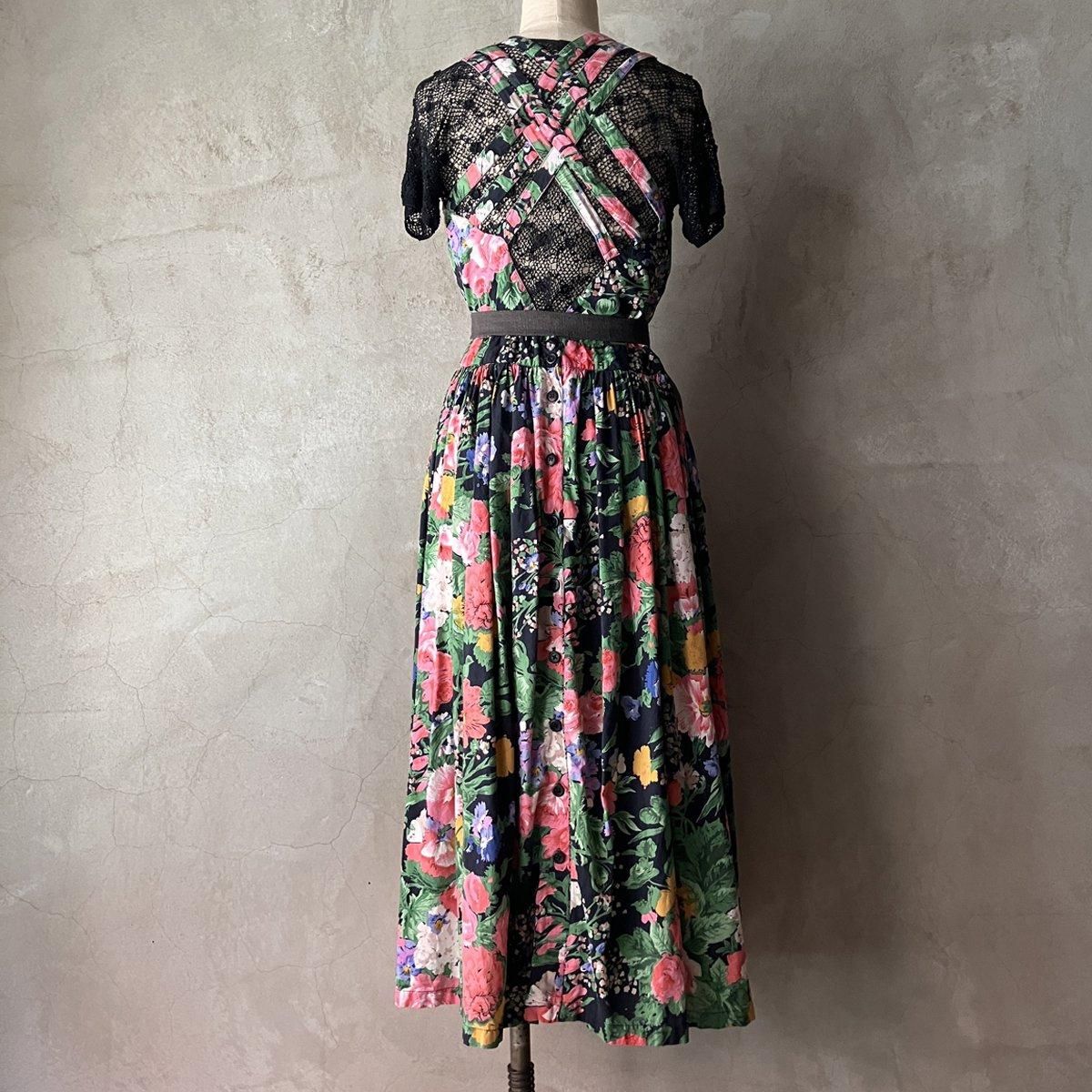 フランス ヴィンテージ 花柄プリント ドレス(French Vintage フランス ヴィンテージ 花柄プリント ドレス(French Vintage