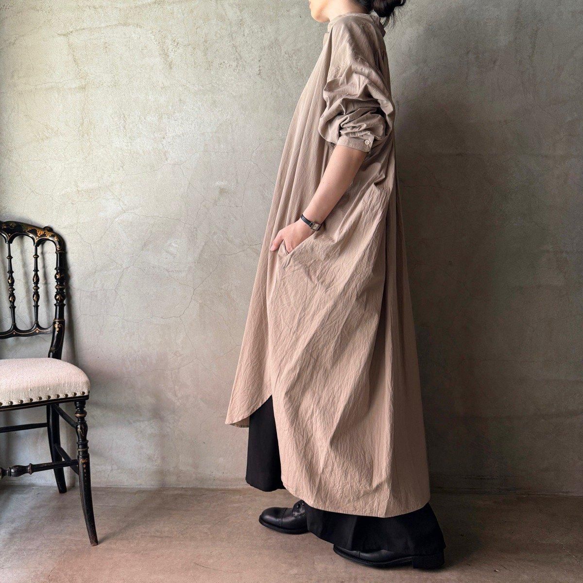 suzuki takayuki weather cloth shirtʥ業 ġOak Beige