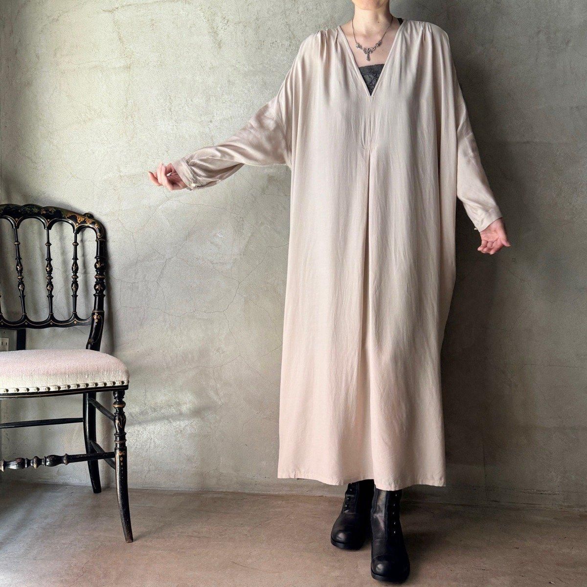 suzuki takayuki v-neck dress ʥ業 Vͥåɥ쥹Black