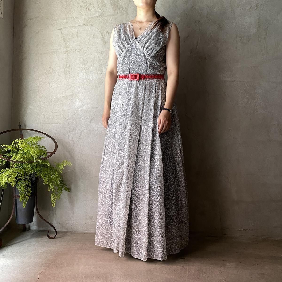 1950ǯ ޥ  ɥ쥹 ץ饹å٥դDamask Sheer Dress & Old Plastic Belt