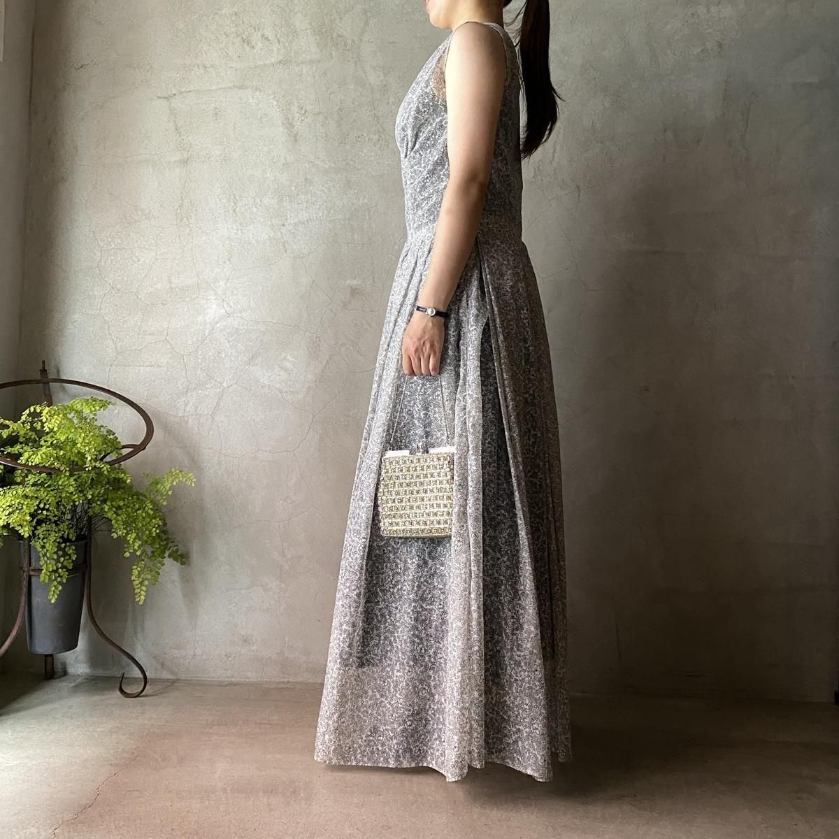1950ǯ ޥ  ɥ쥹 ץ饹å٥դDamask Sheer Dress & Old Plastic Belt