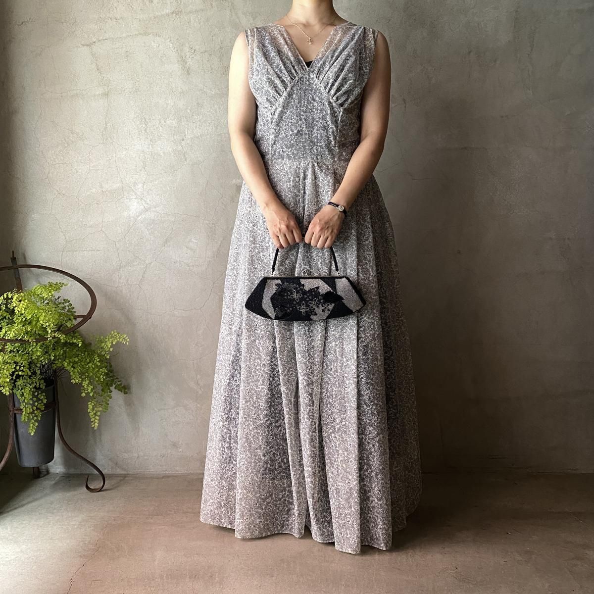 1950ǯ ޥ  ɥ쥹 ץ饹å٥դDamask Sheer Dress & Old Plastic Belt
