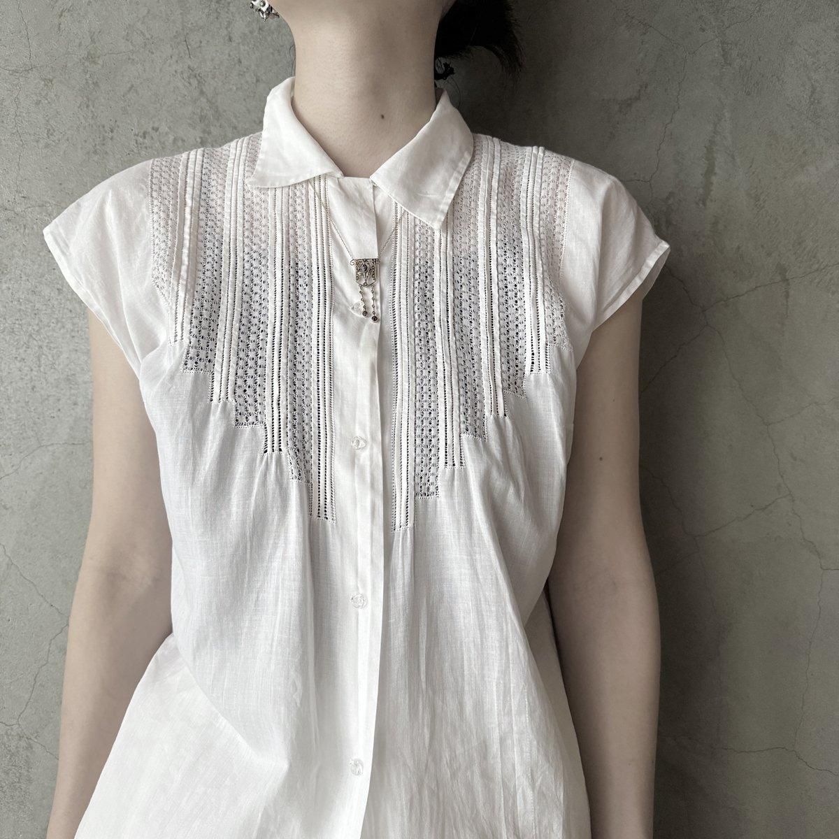 1950ǯ ե 졼 ե꡼ ֥饦Cotton Lace French sleeve Blouse