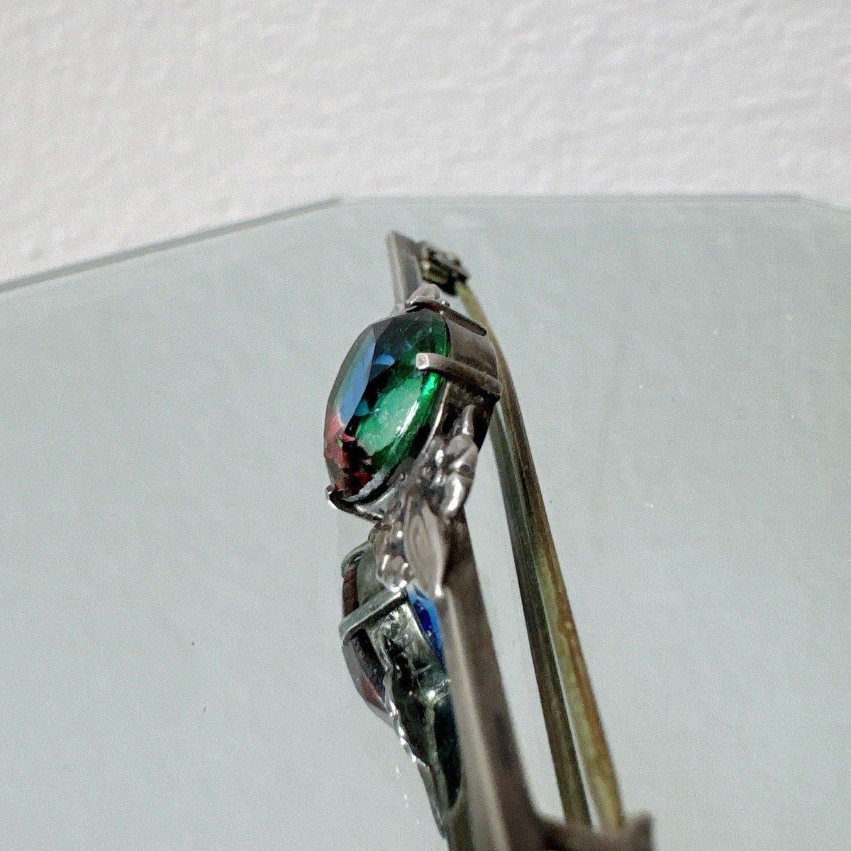롦ǥ С ꥹ饹 С֥Silver Iris Glass Brooch