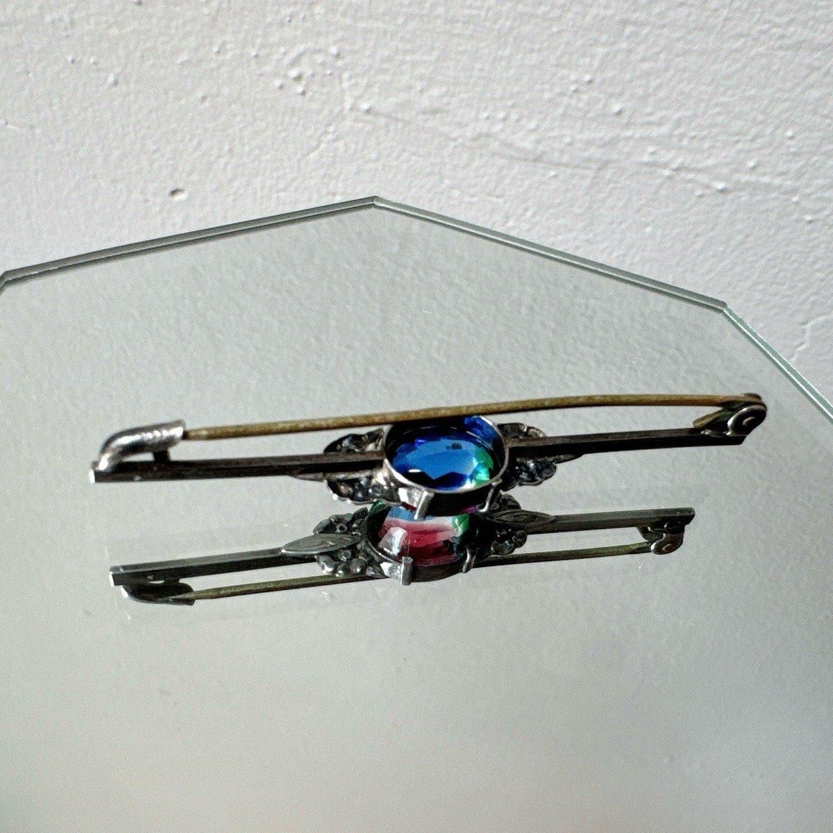 롦ǥ С ꥹ饹 С֥Silver Iris Glass Brooch
