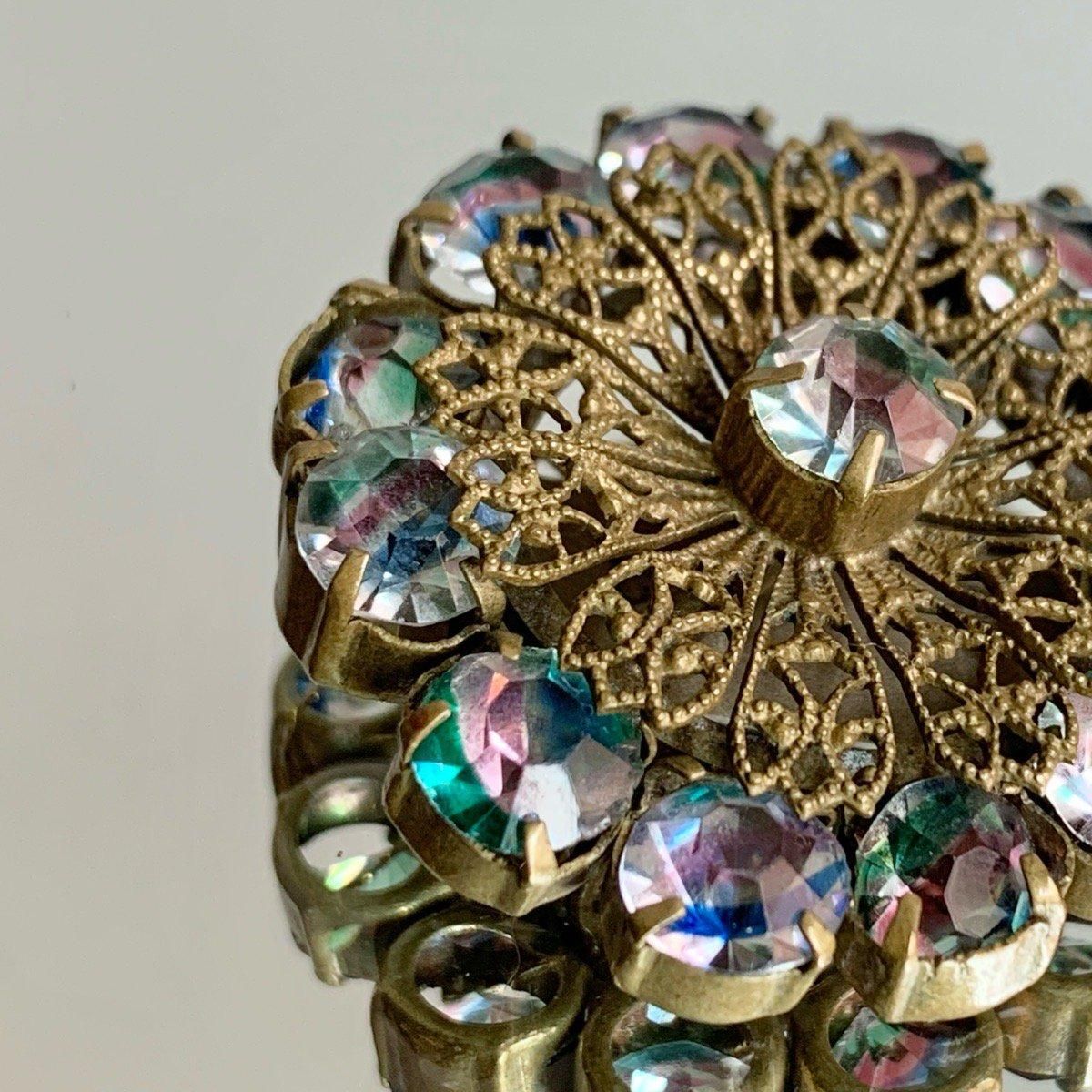1930-40年代 アイリスガラス 花ブローチ(Iris Glass Brooch 1930-40年代 アイリスガラス 花ブローチ(Iris Glass Brooch