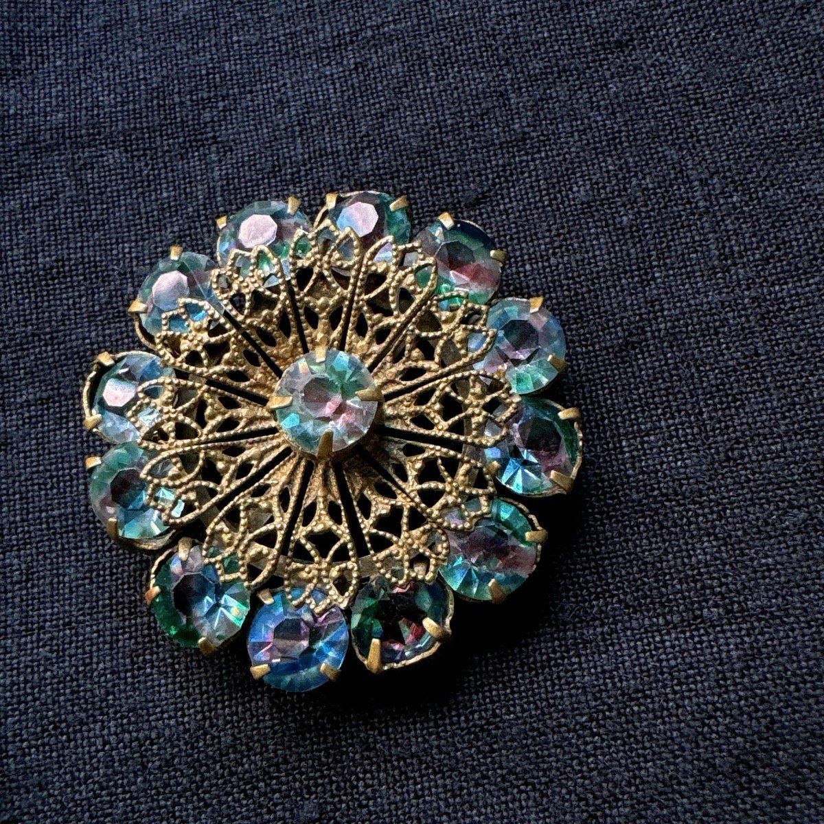 1930-40年代 アイリスガラス 花ブローチ(Iris Glass Brooch 1930-40年代 アイリスガラス 花ブローチ(Iris Glass Brooch