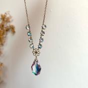 1920-30ǯ ꥹ饹 ɥåץͥå쥹Metal Iris Glass Necklace