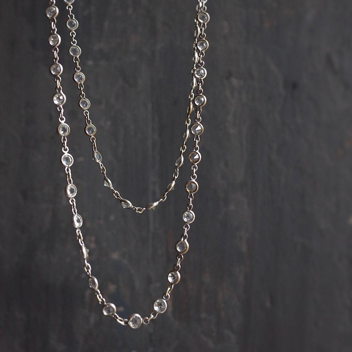 ꥢ饹 ᥿ 󥰥 ͥå쥹Edwardian Clear Glass Metal Long Chain Necklace