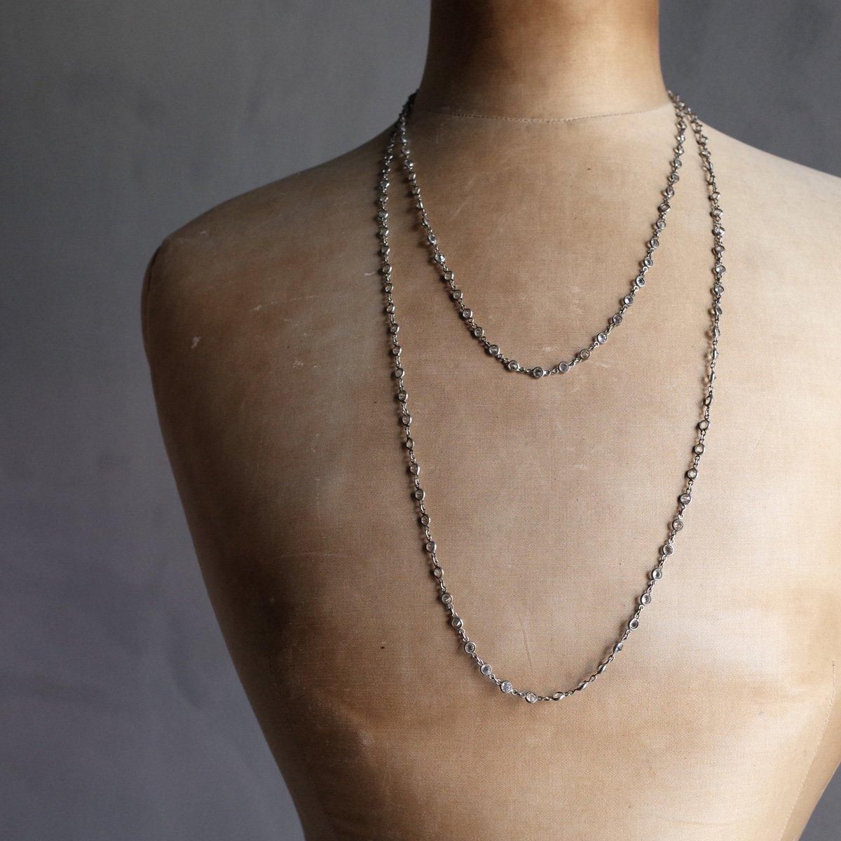 ꥢ饹 ᥿ 󥰥 ͥå쥹Edwardian Clear Glass Metal Long Chain Necklace