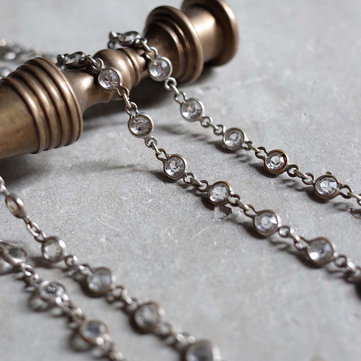 ꥢ饹 ᥿ 󥰥 ͥå쥹Edwardian Clear Glass Metal Long Chain Necklace