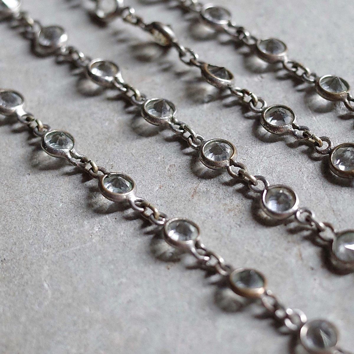 ꥢ饹 ᥿ 󥰥 ͥå쥹Edwardian Clear Glass Metal Long Chain Necklace