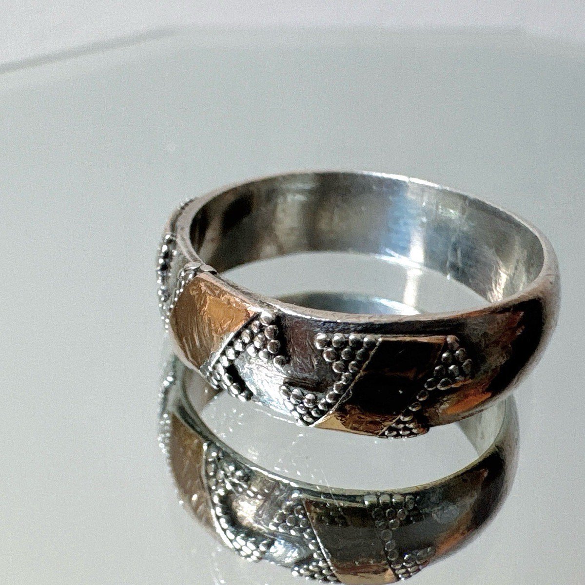 ơ С ĥ Хɥ  Vintage Silver Gold Filled Ring