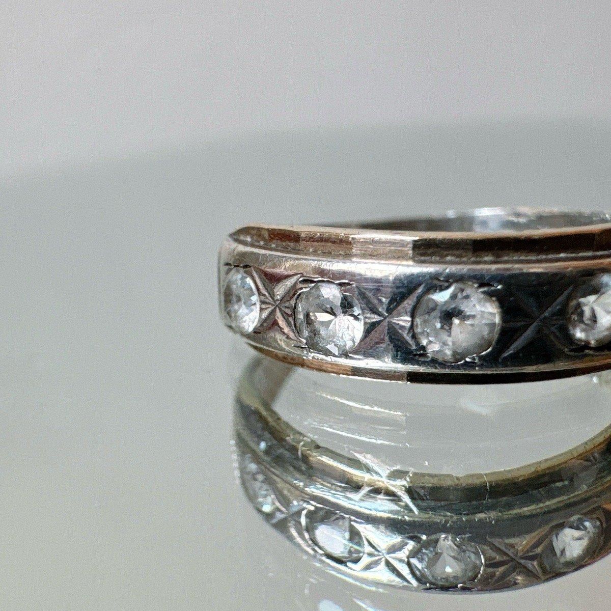 1930-40ǯ С ĥ 饹 Хɥ󥰡Silver Gold Filled Glass Ring
