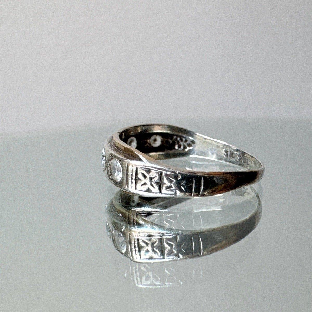 1930-40ǯ С ĥ 饹 Хɥ󥰡Silver Gold Filled Glass Ring