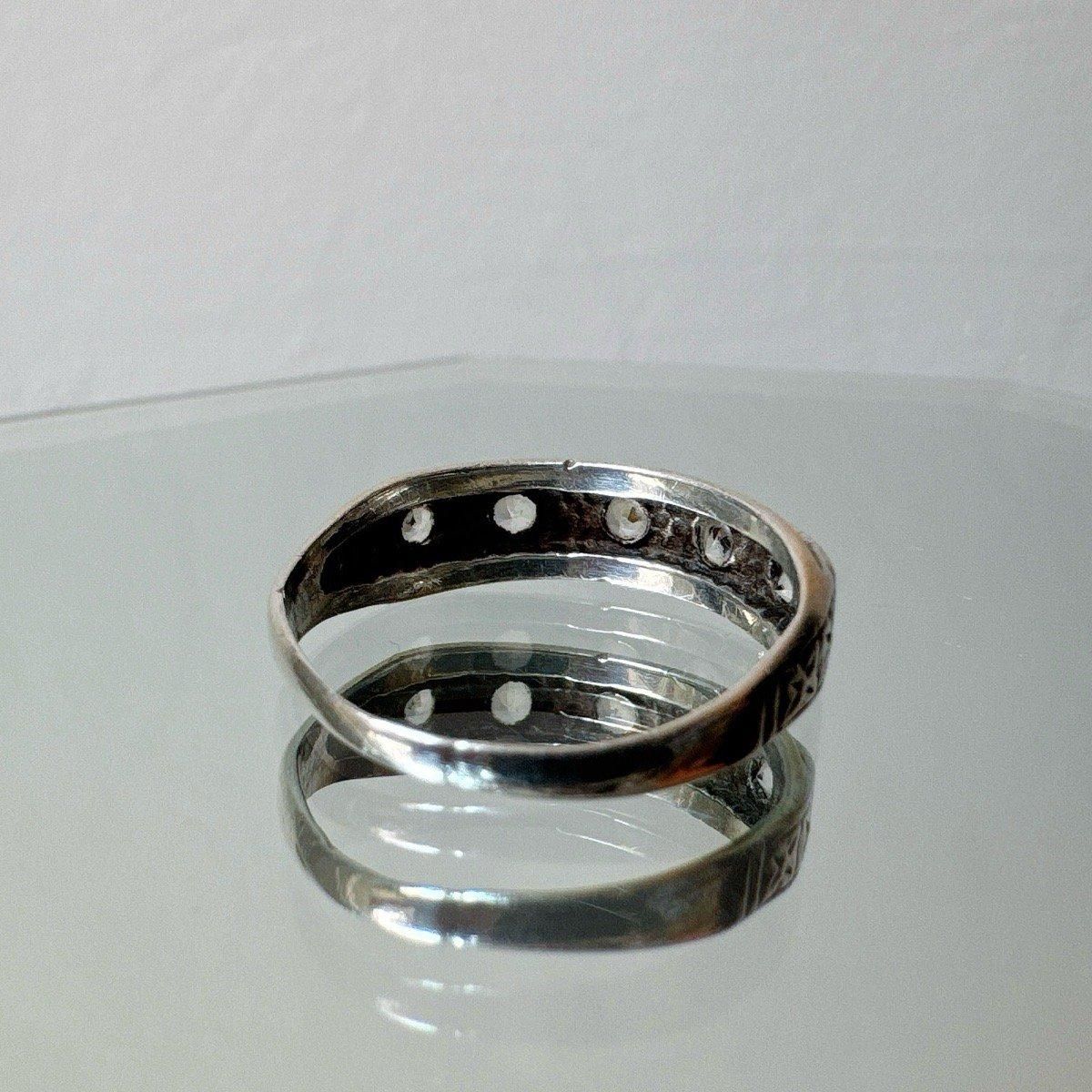 1930-40ǯ С ĥ 饹 Хɥ󥰡Silver Gold Filled Glass Ring