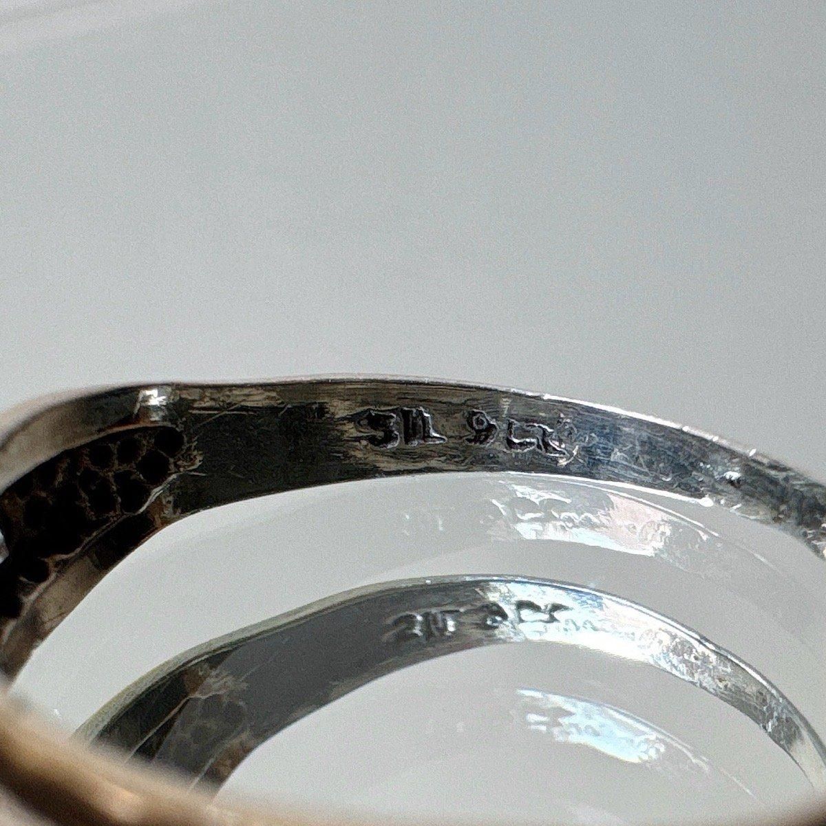 1930-40ǯ С ĥ 饹 Хɥ󥰡Silver Gold Filled Glass Ring