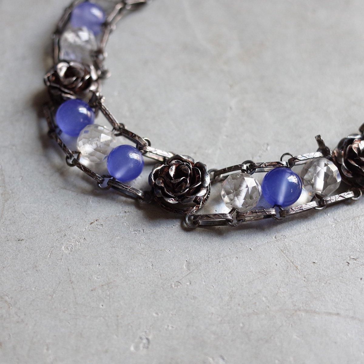 ブルーカルセドニー シルバー 薔薇 ブレスレット（1940-60's Blue